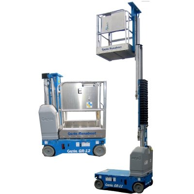 A Personnel Lift, Genie GR12, 3.5m, 12ft, Electric on a white background.