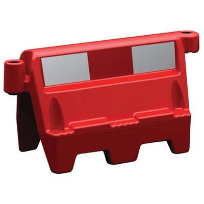 A road block traffic separator on a white background.