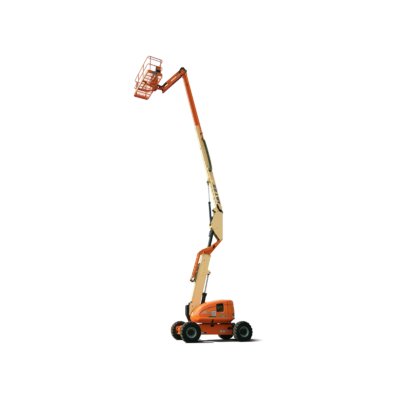 A JLG 600AJ Articulated Boom Lift - Diesel on a white background.