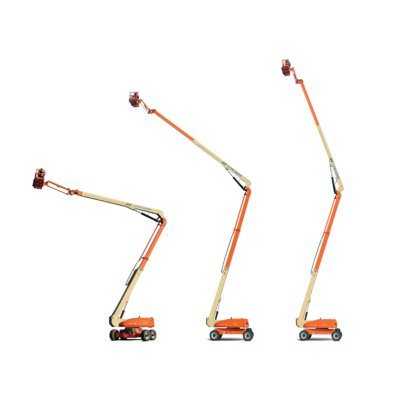 A JLG 1250AJP Articulated Boom Lift - Diesel on a white background.
