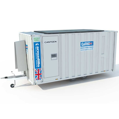 An Armadillo XL Eco Towable Welfare Unit on a white background.