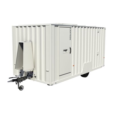 An Armadillo XL+ Eco 4.0 Towable Welfare Unit on a white background.