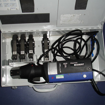 A Pressmax 108mm Collar St / StSt and Map Cu in an open tool box.